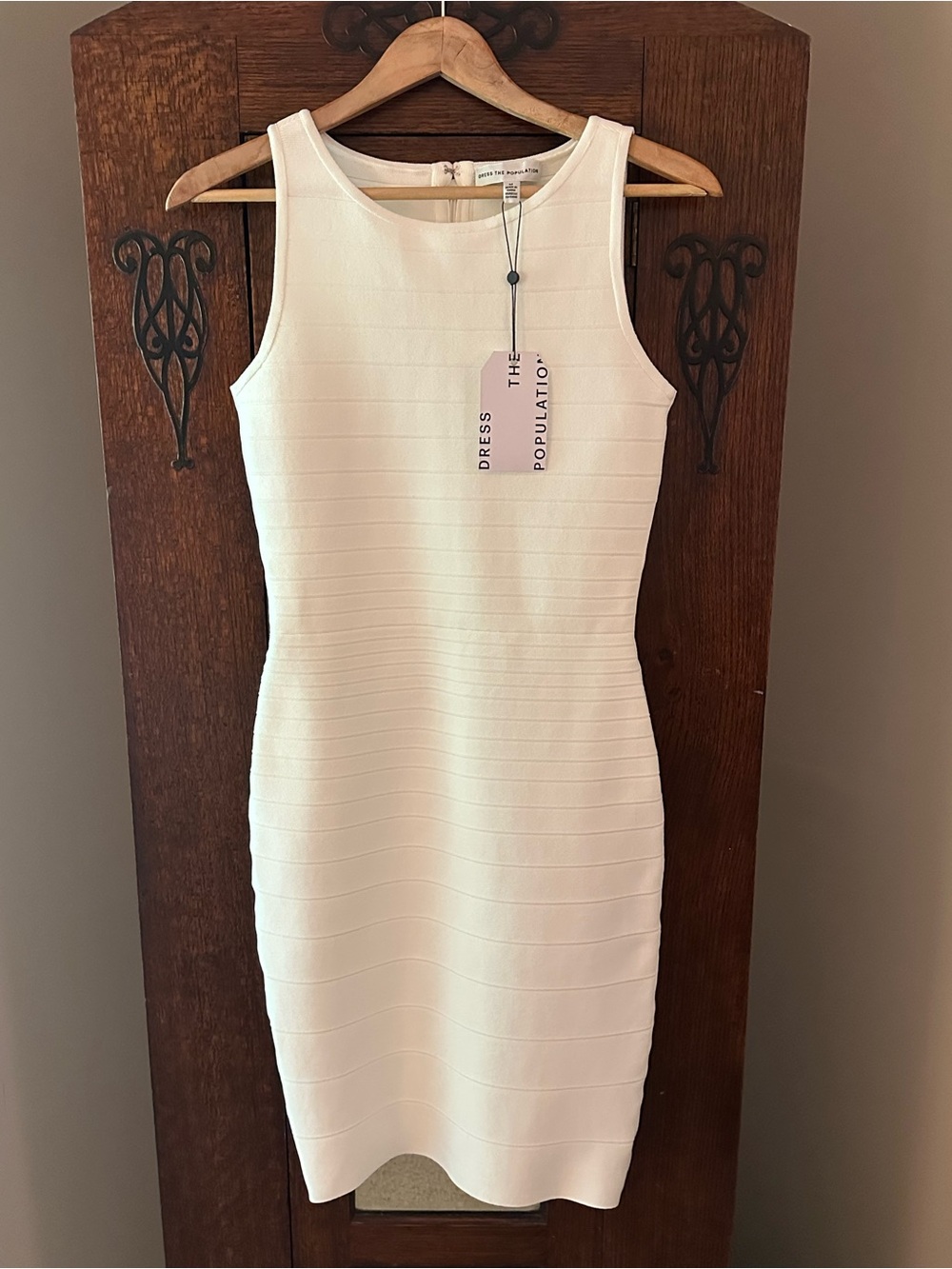 Dress the Population Off-White Sleeveless Midi Bodycon Bandage Dress Size M